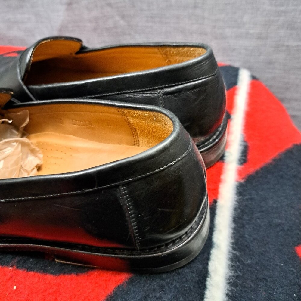 %Size 10 Alan Payne Black Leather Dress Penny Loafers Men's Shoes / D5 - Picture 5 of 13